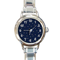 Navy/gold Stars Round Italian Charm Watch by Colorfulart23