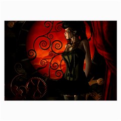 Steampunk, Wonderful Steampunk Lady In The Night Large Glasses Cloth (2-side)