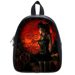 Steampunk, Wonderful Steampunk Lady In The Night School Bags (small)  by FantasyWorld7