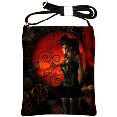 Steampunk, Wonderful Steampunk Lady In The Night Shoulder Sling Bags by FantasyWorld7