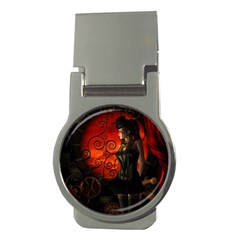 Steampunk, Wonderful Steampunk Lady In The Night Money Clips (round)  by FantasyWorld7