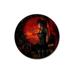 Steampunk, Wonderful Steampunk Lady In The Night Magnet 3  (round) by FantasyWorld7