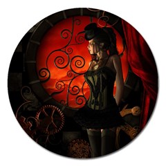 Steampunk, Wonderful Steampunk Lady In The Night Magnet 5  (round) by FantasyWorld7