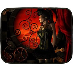 Steampunk, Wonderful Steampunk Lady In The Night Fleece Blanket (mini) by FantasyWorld7