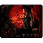 Steampunk, Wonderful Steampunk Lady In The Night Double Sided Fleece Blanket (Medium)  58.8 x47.4  Blanket Front