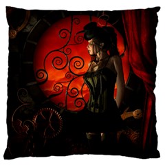 Steampunk, Wonderful Steampunk Lady In The Night Standard Flano Cushion Case (one Side) by FantasyWorld7