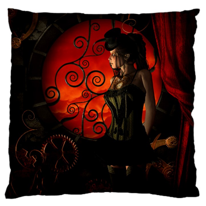 Steampunk, Wonderful Steampunk Lady In The Night Standard Flano Cushion Case (One Side)