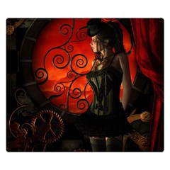 Steampunk, Wonderful Steampunk Lady In The Night Double Sided Flano Blanket (small)  by FantasyWorld7