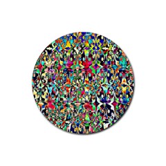 Psychedelic Background Rubber Coaster (round)  by Colorfulart23