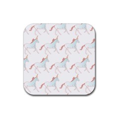 Unicorn Pattern Rubber Coaster (square)  by paulaoliveiradesign