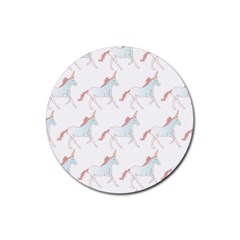 Unicorn Pattern Rubber Round Coaster (4 Pack)  by paulaoliveiradesign