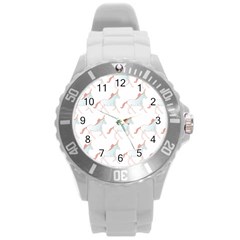 Unicorn Pattern Round Plastic Sport Watch (l) by paulaoliveiradesign