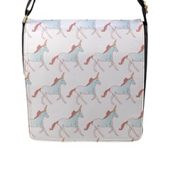 Unicorn Pattern Flap Messenger Bag (l) 