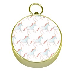 Unicorn Pattern Gold Compasses by paulaoliveiradesign