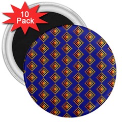 Blue Geometric Losangle Pattern 3  Magnets (10 Pack) 