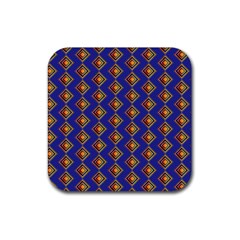 Blue Geometric Losangle Pattern Rubber Coaster (square)  by paulaoliveiradesign