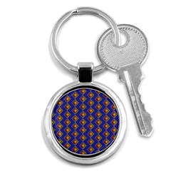 Blue Geometric Losangle Pattern Key Chains (round) 