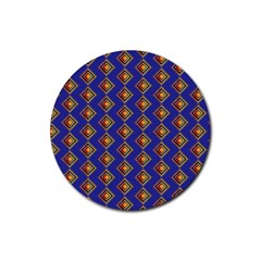 Blue Geometric Losangle Pattern Rubber Round Coaster (4 Pack) 