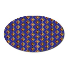 Blue Geometric Losangle Pattern Oval Magnet