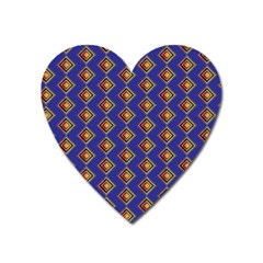 Blue Geometric Losangle Pattern Heart Magnet