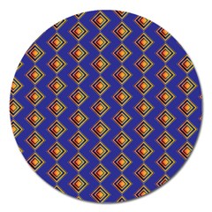 Blue Geometric Losangle Pattern Magnet 5  (round)