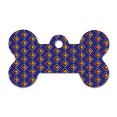 Blue Geometric Losangle Pattern Dog Tag Bone (one Side)