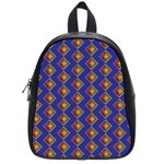 Blue Geometric Losangle Pattern School Bags (Small)  Front