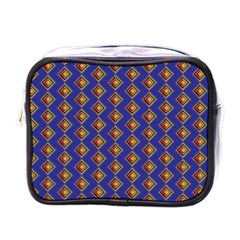 Blue Geometric Losangle Pattern Mini Toiletries Bags by paulaoliveiradesign