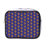 Blue Geometric Losangle Pattern Mini Toiletries Bags Front