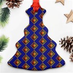 Blue Geometric Losangle Pattern Christmas Tree Ornament (Two Sides) Front