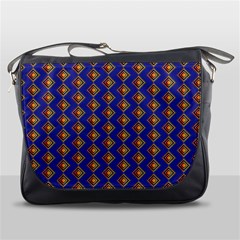 Blue Geometric Losangle Pattern Messenger Bags by paulaoliveiradesign