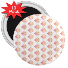 Geometric Losangle Pattern Rosy 3  Magnets (10 Pack)  by paulaoliveiradesign