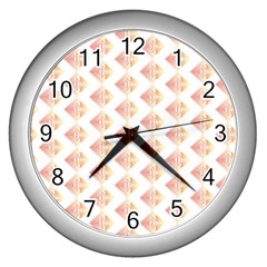 Geometric Losangle Pattern Rosy Wall Clocks (silver)  by paulaoliveiradesign