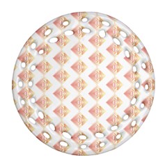 Geometric Losangle Pattern Rosy Ornament (round Filigree) by paulaoliveiradesign