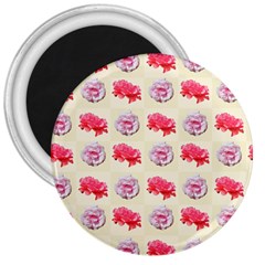 Yellow Floral Roses Pattern 3  Magnets