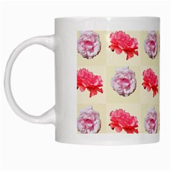 Yellow Floral Roses Pattern White Mugs by paulaoliveiradesign