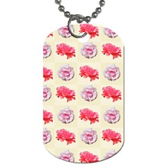 Yellow Floral Roses Pattern Dog Tag (one Side) by paulaoliveiradesign