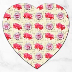 Yellow Floral Roses Pattern Jigsaw Puzzle (heart)