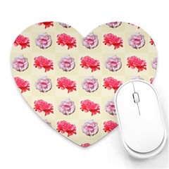 Yellow Floral Roses Pattern Heart Mousepads by paulaoliveiradesign