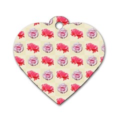 Yellow Floral Roses Pattern Dog Tag Heart (one Side)