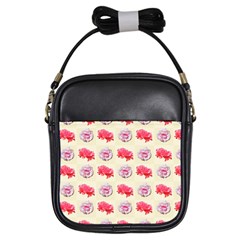 Yellow Floral Roses Pattern Girls Sling Bags