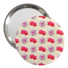 Yellow Floral Roses Pattern 3  Handbag Mirrors by paulaoliveiradesign