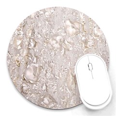 Off White Lace Pattern Round Mousepads