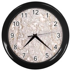 Off White Lace Pattern Wall Clocks (black) by paulaoliveiradesign