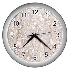 Off White Lace Pattern Wall Clocks (silver)  by paulaoliveiradesign