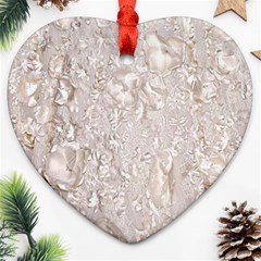 Off White Lace Pattern Heart Ornament (two Sides) by paulaoliveiradesign