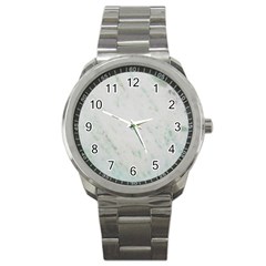 Greenish Marble Texture Pattern Sport Metal Watch