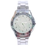 Greenish Marble Texture Pattern Stainless Steel Analogue Watch Front