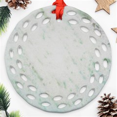 Greenish Marble Texture Pattern Round Filigree Ornament (two Sides) by paulaoliveiradesign