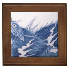 Blue Chinese Dragon Framed Tiles by paulaoliveiradesign